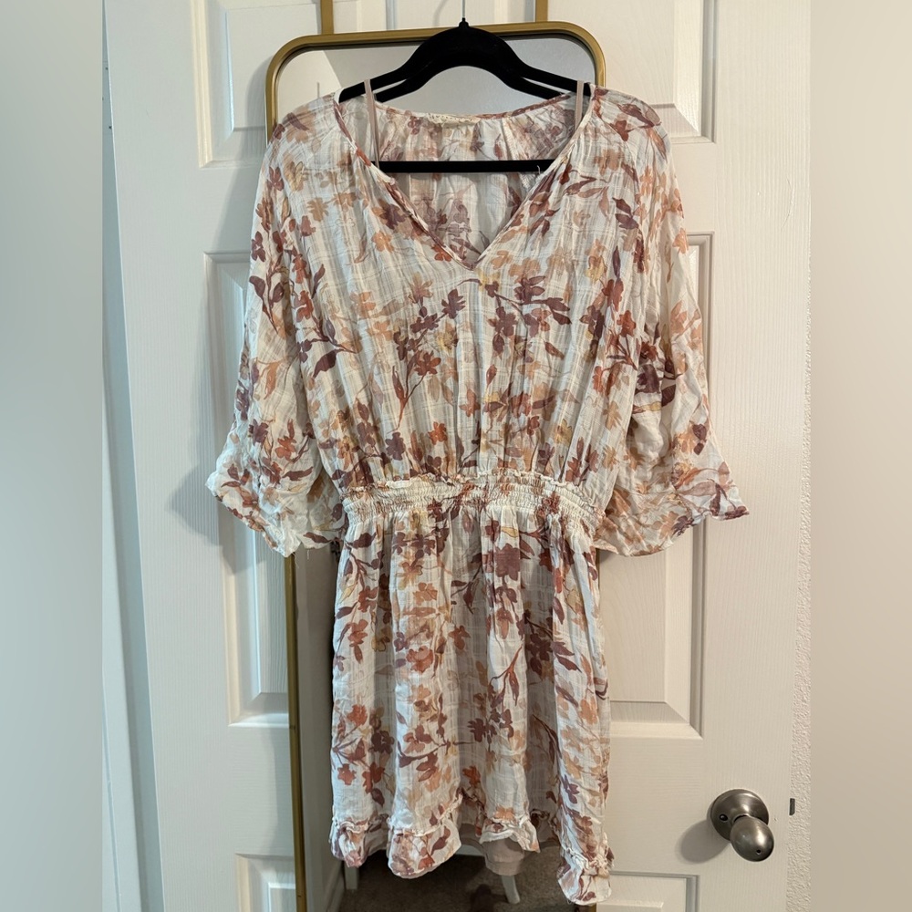 Lovestitch Cream and Brown Floral Midi Dress